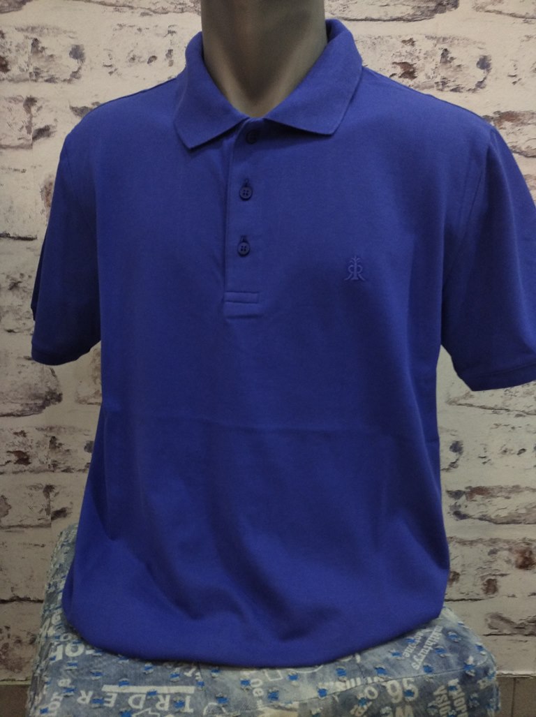 Rugatchi- блуза с якa тип Lacoste, цвят синьо капри, изчистен модел, 100% памук