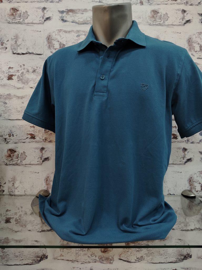 ZMR- блуза с яка и копчета, цвят тъмен парламент, тип Lacoste, памук и еластан